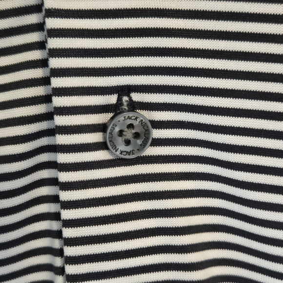 Jack Nicklaus Polo Shirt Men Size Medium Navy Blue White Stripe Golf Golden Bear - Picture 5 of 11